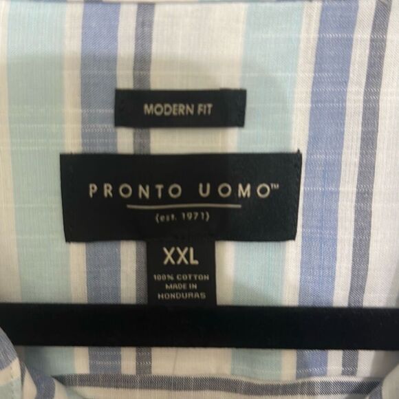 NWT Pronto Uomo Mens Multicolor Stripe Cotton Modern Fit Button Up Shirt Sz XXL - Picture 5 of 8
